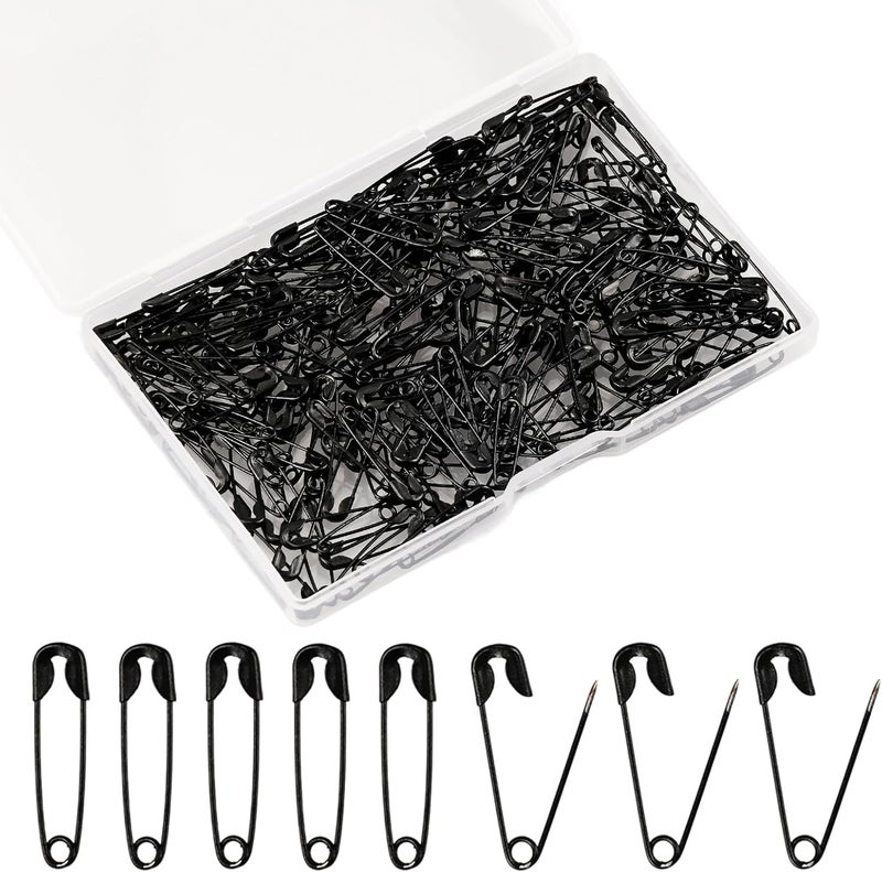 NICECRAFT 200 Pcs 19mm Mini Safety Pins Bulk Rust-Resistant for Clothes Sewing Arts Craft Costume Handicrafts Jewelry Making (Black) - Image 1